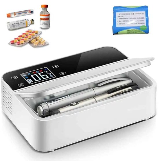 NC Insuline Koelkast - Diabetes koelbox - Medische koeling voor op reis/ auto - LCD display -Draagbare Medicijn Koelbox - 0 tot 18 °C - 7800 mAh - USB Oplaadbaar