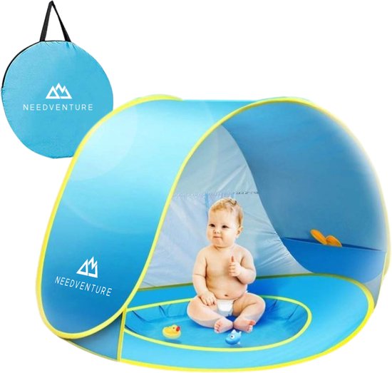 needventure® Baby Speeltent - UV 50 Bescherming - Pop Up Tent - Zwembad Strandtent - Windscherm Strand - Camping Strandtentje - Speeltent - Blauw van Merkloos