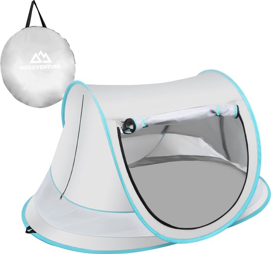 NEEDVENTURE® Baby Strandtent - Pop Up Tent - Strandtentje - Windscherm Strand - Camping Strandtentje - Speeltent - Zilver van NEEDVENTURE®