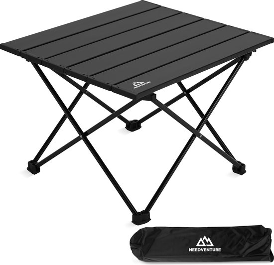 NEEDVENTURE® Campingtafel Inklapbaar - Kampeertafel Opvouwbaar - Inklapbare Tafel - Vouwtafel - Lichtgewicht Aluminium - Picknicktafel Kinderen - Zwart - 40x35x30cm - Small van NEEDVENTURE®