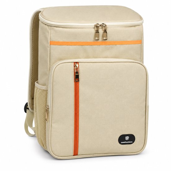 needventure® Koelrugzak - Met Flessenopener - Koeltas - Lunchtas - Koelrugtas - Picknicktas - Backpack - Flessenhouder - Bieropener - Beige van NEEDVENTURE®