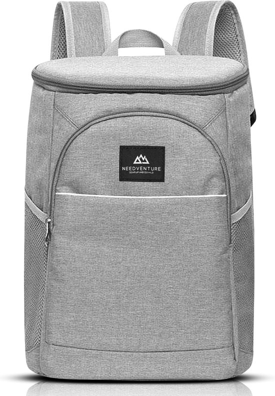 NEEDVENTURE® Koeltas - Lunchtas - Koelrugtas - Picknicktas - Backpack - 20 Liter - Flessenhouder - Bieropener - Grijs van NEEDVENTURE®