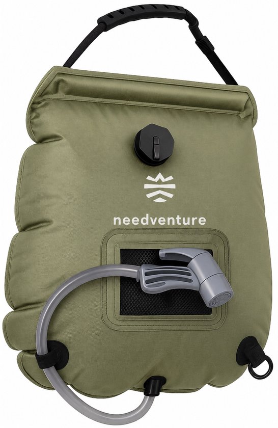 needventure® Solar Douche - Camping Douchezak - Buiten Douche - Tuindouche - Inclusief Thermometer - Waterzak Met Douchekop - 20L - Groen