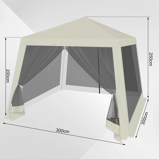 Néos® Tuinpaviljoen - Met Muggennet - Beige Oxford - 3x3m van Néos