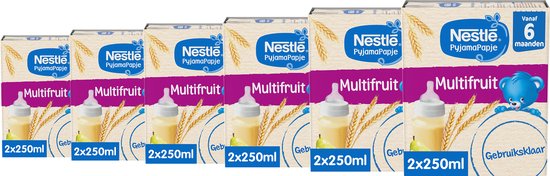 Nestlé PyjamaPapje Multifruit - Babyvoeding Babypap 6+ maanden - 6 stuks 2x250ml (totaal 12 porties) van NeS
