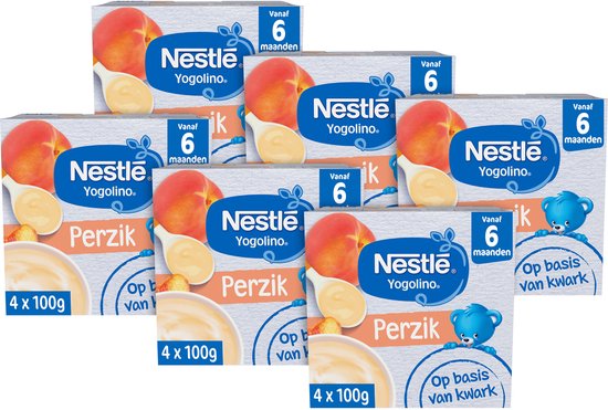 Nestlé Yogolino perzik - babytoetje - 6 stuks 4 x 100g (24 porties) van Nestlé