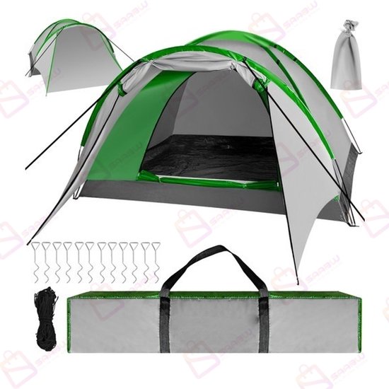 Nevada 4-Persoons Koepeltent met Voortent – Waterdicht 5000 mm – 320x200x140 cm – Lichtgewicht Camping Tent – Inclusief Draagtas – 50085 van Merkloos