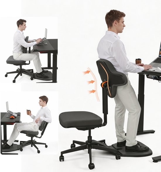 Newtral MT-L Ergonomic Armless Office Chair with Standing Mat - Adjustable Desk Chair with Slide Seat Depth & 4-Level Recline - High Capacity 350lbs Solid Computer Task Chair for Home Office