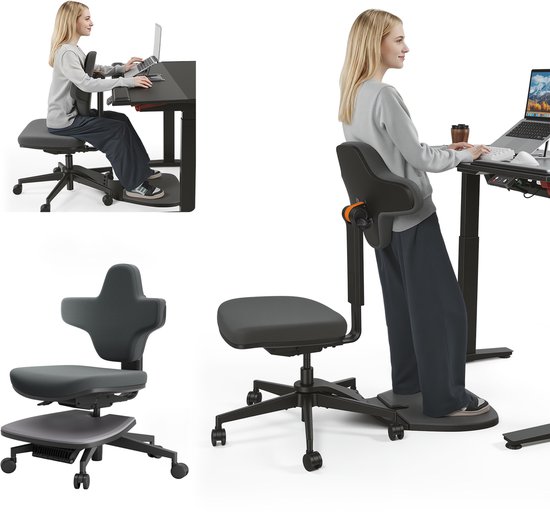 Newtral MT-M-DG Ergonomic Armless Office Chair with Standing Mat - Adjustable Desk Chair with Slide Seat Depth & 4-Level Recline - High Capacity 330lbs Solid Computer Task Chair for Home Office