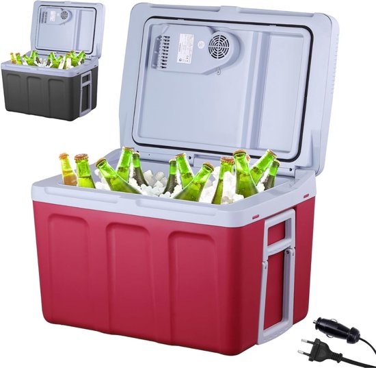Nexvo®Elektrische Koelbox - 40 Liter Koelbox Elektrisch 12V 230 Volt - Koelbox Auto - Rood - 57cm x 40cm x 42cm van Merkloos