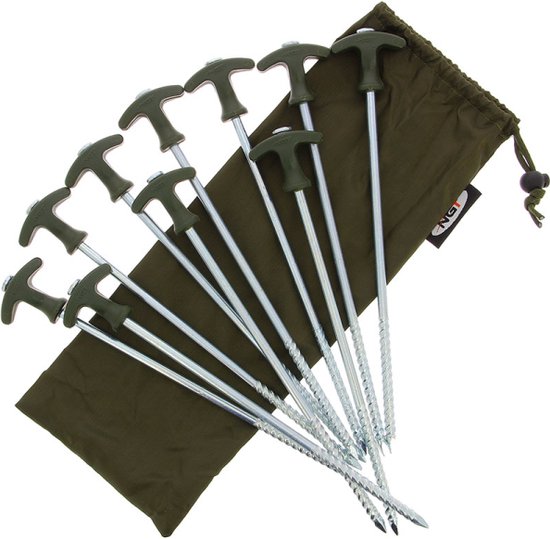 NGT 10 x 12 Bivvy Pegs inclusief Case | Vis accessoire van NGT