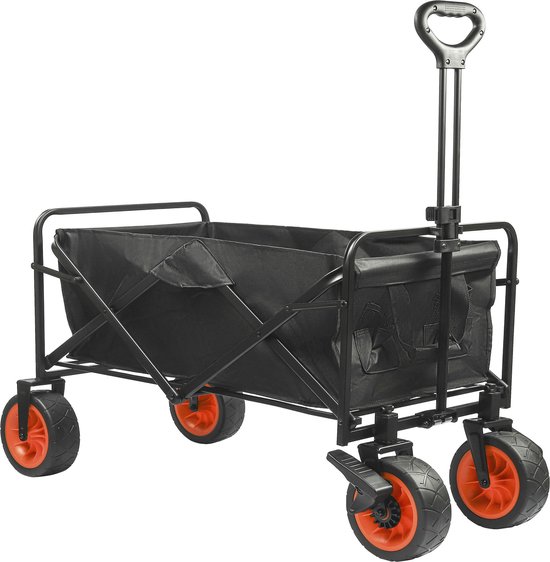 Niceey Bolderkar - Buitenspeelgoed - Opvouwbaar - 100KG Draagkracht - 96L - Inklapbare Bolderwagen/Transportwagen - 2 Standen - Wasbaar Polyester - 98x50cm - Zwart van Niceey