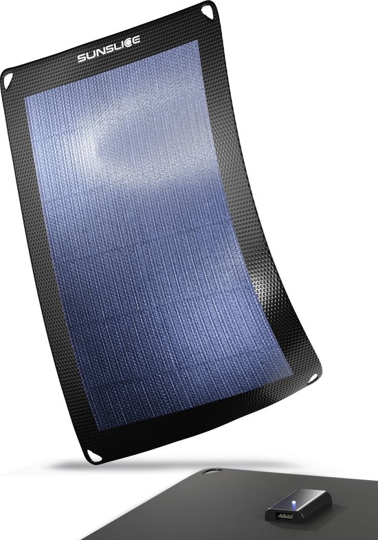 Nieuwe generatie 6W Flexibel Zonnepaneel. Krachtig en veel lichter, ultradun, onbreekbaar. voor Smartphone, ideaal voor Camping en Wandelen - Zwart van Aceleron