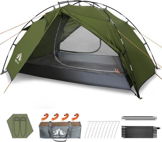 Night Cat 2-persoons kampeertent: waterdicht, dubbelwandig, eenvoudig op te zetten, lichtgewicht – ideaal voor trektochten, wandelen en gebruik in de tuin.