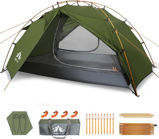 Night Cat 2-Persoons Kampeertent – Waterdichte Dubbelwandige Trekkingtent – Lichtgewicht – Snel Op Te Zetten – Voor Kamperen, Backpacken en Wandelen