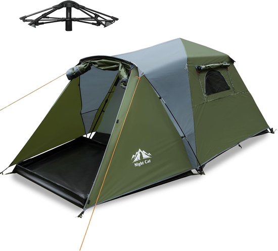 Night Cat Pop-up Tent voor 4 Personen – Grote Waterdichte Familietent – Direct Opgezet – Voor Kamperen en Vakantie