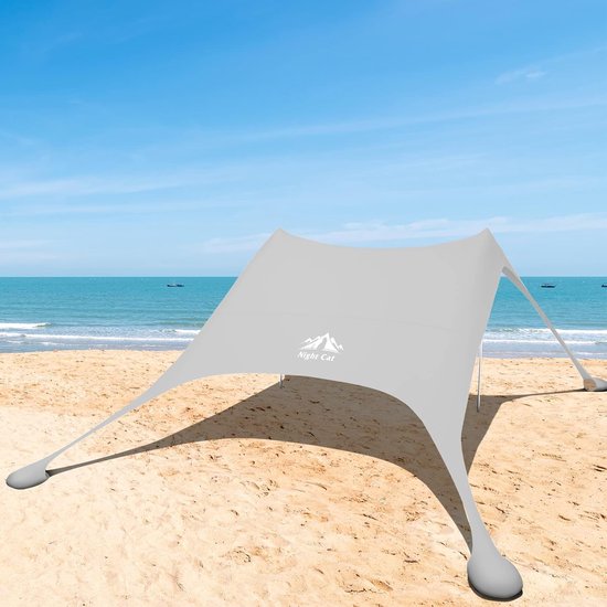 Night Cat Strandtent Lycra Schaduw Tent Strandcabine Zonnezeil Sun Shelter UV-bescherming UPF 50+ met Zandzak Anker voor Strand Picknick Vissen Kamperen