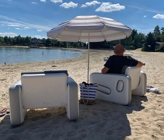 Nikki.Amsterdam | The.Seat | Opblaasbare Stoel | SupBoard Materiaal | Kampeerstoel | Strandstoel | Loungestoel | Set van 2 | Incl Outdoor Lounge Kussens | Incl pomp en handige opbergtas | van Nikki.Amsterdam