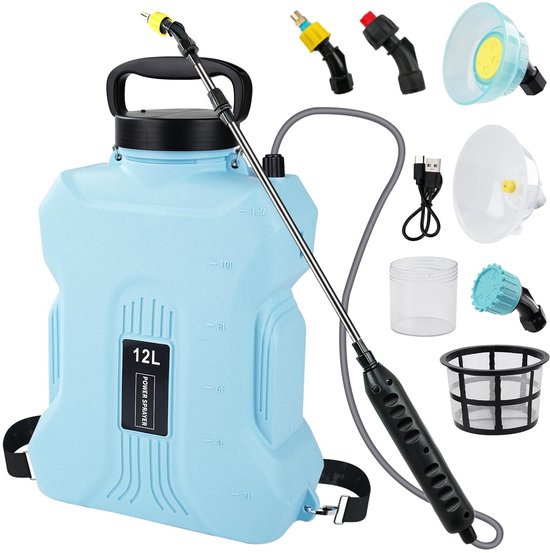 Nikou 12L Rugspuit met Elektrische Pomp - Ideaal voor Tuin, Bosbouw en Landbouw van Merkloos