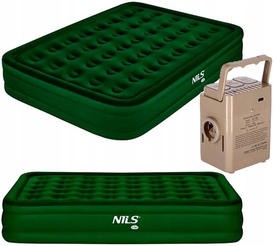 Nils Camp 2-persoons luchtbed King Size groen met elektrische pomp