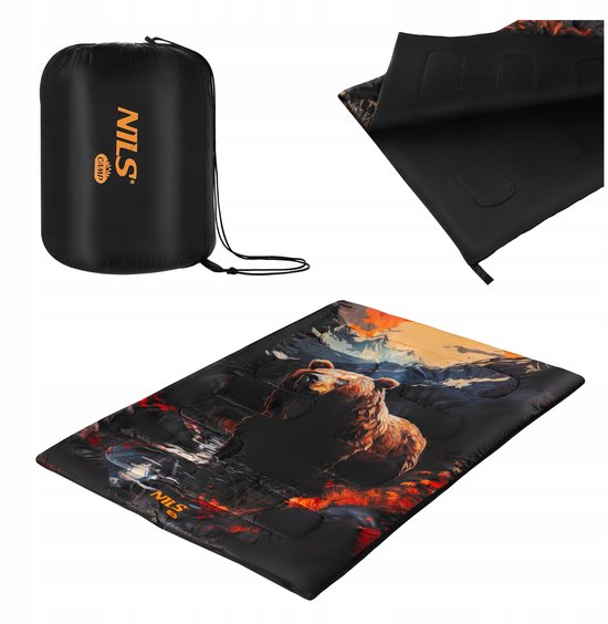 Nils Camp NC3601 Slaapzak 2 Persoons 200x140cm - 3-in-1 Functie van Merkloos