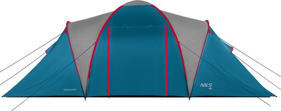 Nils Camp NC6031 Highland – Familie Tent 6 Persoons – 2 Slaapkamers – Waterdicht & UV-bestendig – Gemakkelijk Op te Zetten van NILS CAMP