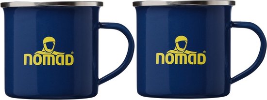NOMAD® 2x Emaille Mok - 350 ml Blauw - Koffiemok Drinkbeker Geëmailleerd - Camping Mok Metaal van NOMAD