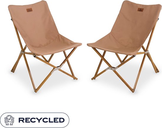 NOMAD® 2x Lounge Campingstoel Mando (set) - Beige - Comfortabel lounge model - Sterk Frame