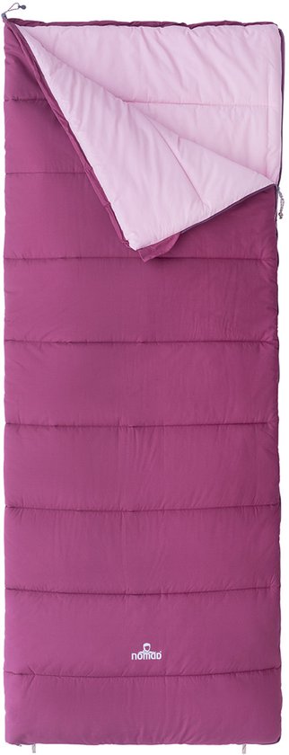 NOMAD® Blazer Slaapzak Dekenmodel | Lila en roze | Tot 190cm lichaamslengte | Katoen | Aanritsbaar | Tochtstrip | Tweewegrits | Incl Hoes van Merkloos