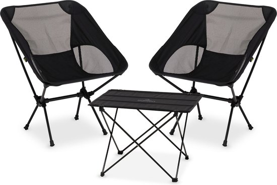NOMAD® Campingset 2x Stoel 1x Tafel | Lichtgewicht & Compacte Campingmeubels | 2x Campingstoel + Campingtafel | Gemakkelijk op te zetten | Sterk Frame | Incl Hoezen