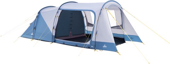 NOMAD® Dogon 280 LW Familietent - Lichtgewicht tunneltent - 4 personen - Ruime leefruimte - Verduistend binnendoentent - Goede Ventilatie - Grijs van Merkloos
