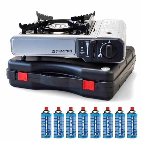 Nomadisch gasfornuis met 8 gaspatronen en dubbel veiligheidssysteem van Merkloos