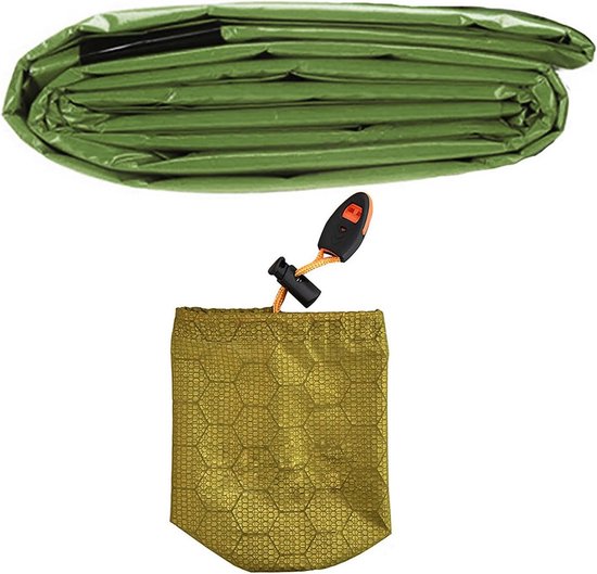 Nood Bivakzak - Survival Slaapzak - Outdoor Overleven - Waterdicht Winddicht - 200 x 90 cm - Groen Oranje