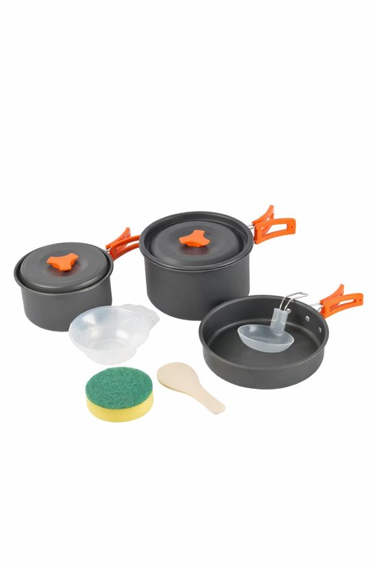 Nood kookset - pannenset 9-in-1 - PFAS-vrij - lichtgewicht aluminium - 2-3 personen