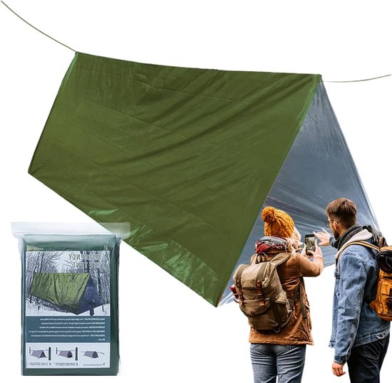 Nood Shelter - Survival Tent - Buiten Bescherming - Winddicht Waterdicht - 150 x 237 cm - Groen