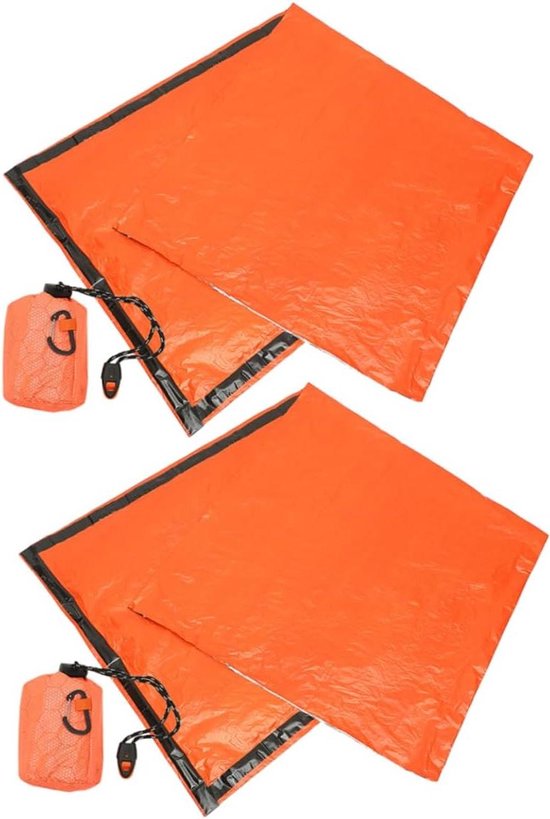Nood Slaapzak - Bivakzak Overlevingszak - Outdoor Kamperen - Waterdichte PE Aluminiumfolie - 213 x 90 cm - Oranje