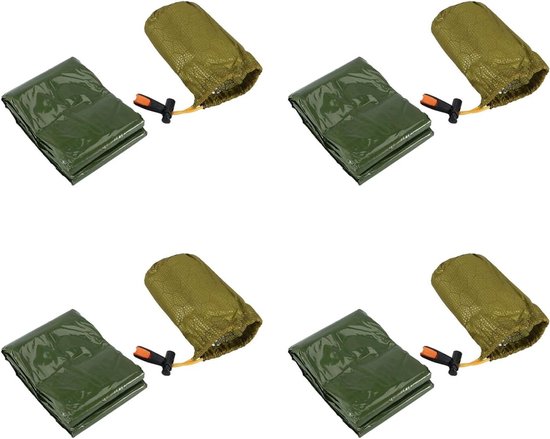 Nood Slaapzak - Bivakzak Survivaldeken - Outdoor Noodsituaties - Houdt Lichaamswarmte Vast - 4 Stuks - Groen