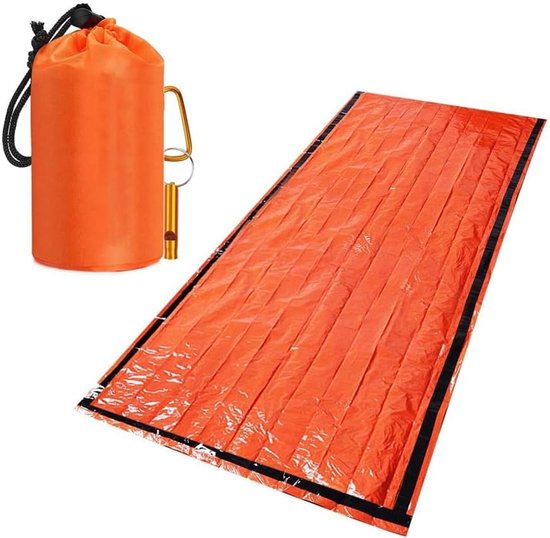 Nood Slaapzak - Bivvy Bag Rescue - Outdoor Survival - Houdt 90% Warmte Vast - 210 x 91 cm - Oranje