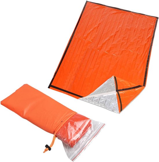 Nood Slaapzak - Dubbele Slaapzak - Buiten Noodgeval - Waterdicht Compact - 153x213cm - Oranje