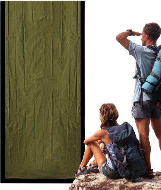 Nood Slaapzak - Nooddeken Thermoslaapzak - Buiten Overleven - Waterdicht Winddicht - 266 x 91 cm - Groen