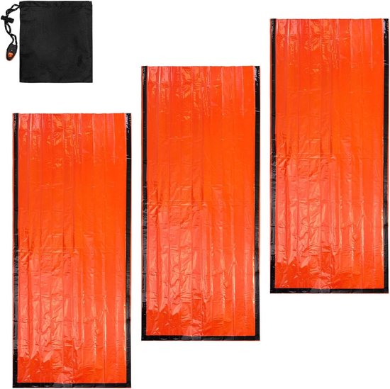 Nood Slaapzak - Noodhoes - Buiten Overleven - Warmte Reflecterend - 3 Stuks - Zilver
