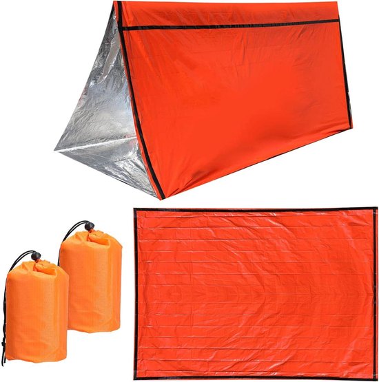 Nood slaapzak - Overlevingsbivakzak - Buitenavonturen - Hoge zichtbaarheid reflecterend - 1520 x 2100 mm - Oranje