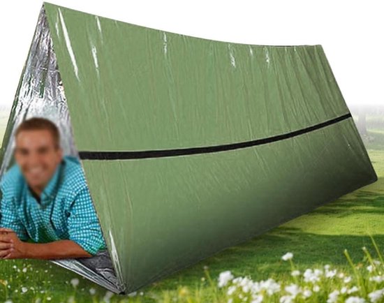 Nood Slaapzak - Overlevingsdeken Bivvy - Buiten Overleven - Waterdicht Winddicht - 215x90cm - Groen
