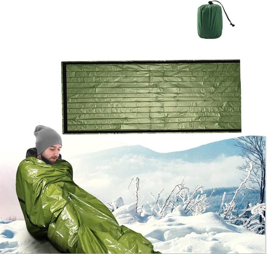 Nood Slaapzak - Reddingsdeken Tent - Outdoor Activiteiten - Warmte Behoud - 1 Persoons - Groen