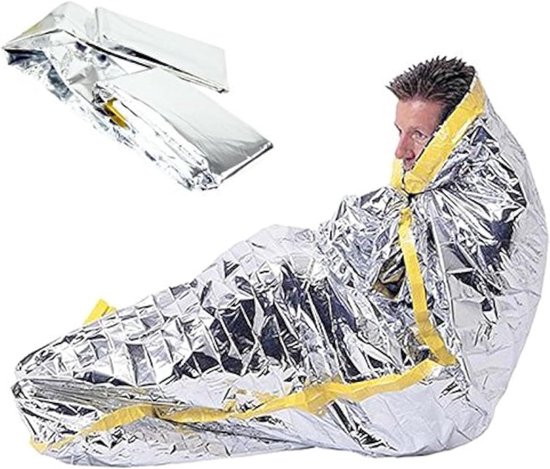 Nood Slaapzak - Survival Bag - Outdoor Activiteiten - Herbruikbaar Materiaal - 200 x 100 cm - Zilver