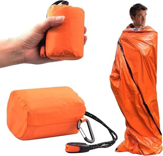Nood Slaapzak - Survival Bivakzak - Outdoor Noodsituaties - Reflecteert Warmte - 200 x 90 cm - Oranje