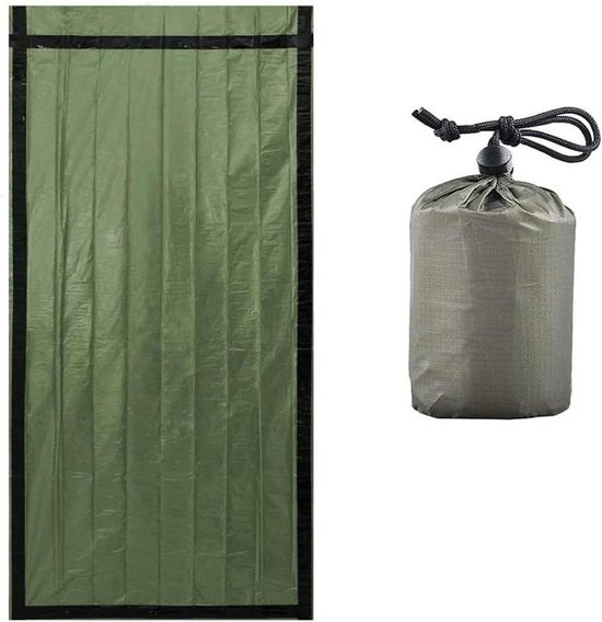 Nood Slaapzak - Survival Decken - Outdoor Bescherming - Ultralicht Waterdicht - 210 x 90 cm - Groen Oranje