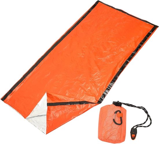 Nood slaapzak - Survival zak - Buitenshuis slapen - Herbruikbaar ontwerp - 220x90cm - Oranje