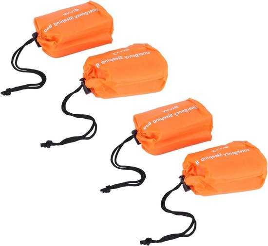 Nood Slaapzak - Thermale Deken - Buiten Overleven - Houdt Warmte Vast - 4 Stuks - Oranje