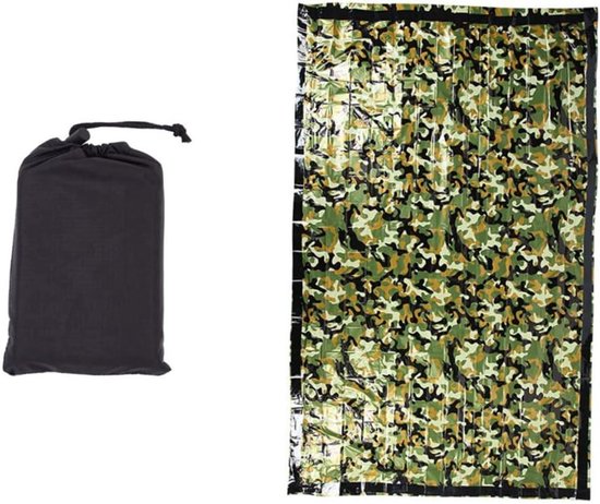 Nood Slaapzak - Thermische Decken - Outdoor Kamperen - Reflecteert Warmte - Compact Opvouwbaar - Camouflage